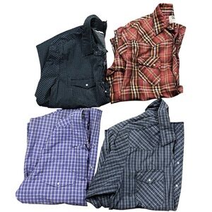 Wrangler Bundle of 4 Pearl Snap Western Shirts Size XL Country Rodeo Farm